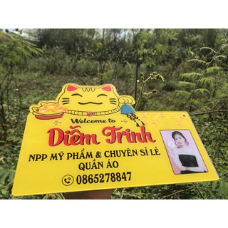 Bảng hiệu mica mẫu Mèo Thần tài - Thiết kế theo yêu cầu - Free thiết kế in thông tin shop