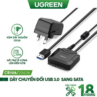 Dây chuyển đổi USB 3.0 sang SATA kèm dây nguồn 12V2A dài 25CM UGREEN CR108 20231 20611 20636