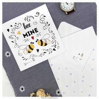 Thiệp tình yêu Valentine BEE MINE vuông 12cm SDstationery LET IT BEE