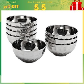 [Rẻ vô địch] Chén cơm inox xoắn cách nhiệt 2 lớp không nóng( loại 1) Đường kính 11,5cm