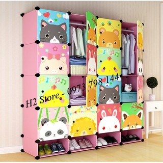 TỦ NHỰA ĐA NĂNG LẮP GHÉP THÔNG MINH 16 Ô VÀ 4 Ô CỬA THÚ NỬA MẶT M DỄ THƯƠNG sâu 47cm