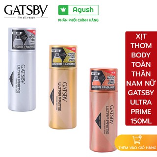 Xịt thơm body toàn thân Gatsby Ultra Prime Perfume Body Spray 150ml thơm sang trọng không gas xịt được 1000 lần