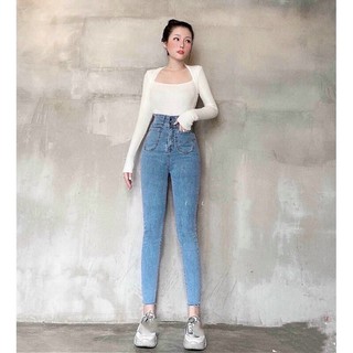 Quần bò túi ốp 4 màu tôn dáng siêu đỉnh quần bó sang chảnh Annastore