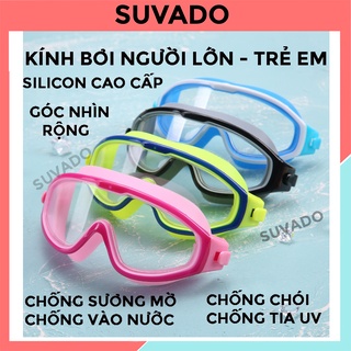 Kính Bơi Trẻ Em Người Lớn Cao Cấp Chống Tràn Nước Tráng Gương Kèm Nút Bịt Tai Chống Tia UV nam nữ đi biển KB SUVADO