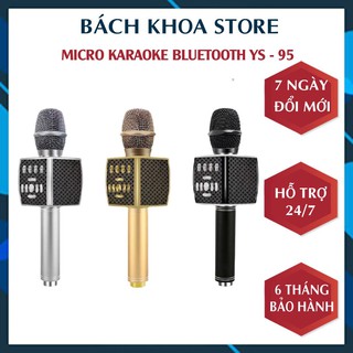 Micro Karaoke Bluetooth YS-95 JVJ Cao Cấp, Micro Livestrem Cầm Tay Thích Hợp Loa Bass - BH 6 tháng