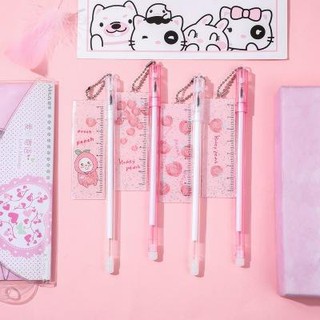 Bút thước kẻ quả đào D289 bút hoạt hình bút dễ thương bút kute viết gel