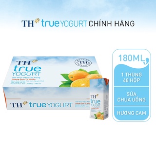 Thùng 48 Hộp Sữa Chua Uống Tiệt Trùng Hương Cam Tự Nhiên TH True Yogurt 180ml
