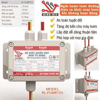 Phao điện bồn nước tự động chống giật,Bộ điều khiển máy bơm nước tự động sử dụng phao điện chống giật