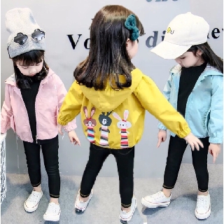 Áo gió khoác ngoài QATE308 hình thỏ dễ thương cho bé gái