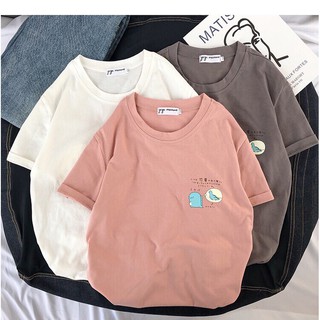 áo thun tay lỡ form rộng cổ tròn in hình cá tính 668