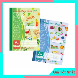 Sổ Tay May Gáy Ghi Chép Kẻ Ngang Klong Khổ A4 200 Trang - Cuốn Tập Vở Có Kẻ Lề