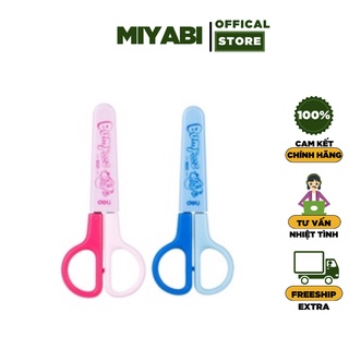Kéo cắt giấy thủ công cho bé Deli có nắp bảo vệ - 6021 - màu Hồng / Xanh - kéo cắt giấy thủ công an toàn - MIYABI STORE