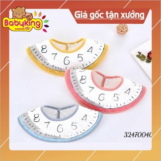 Yếm ăn chống nước viền bao giữ ấm hình đồng hồ (2 cái) 3247, chất liệu cotton 100% , thương hiệu Aiueo Nhật Bản