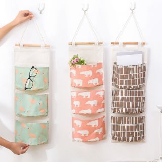 Túi treo tường 3 ngăn vải bố