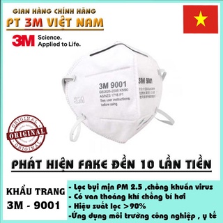 Khẩu trang 3M 9001 chính hãng, thoáng khí tiêu chuẩn lọc bụi pm 2.5
