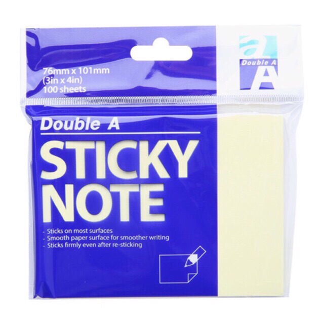 Giấy note vàng 3x4 Double A (7,6cm x 10,1cm)