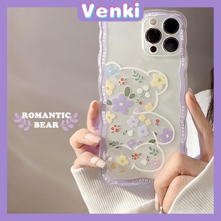 iPhone Case Silicone Soft Case Clear Case Wave Non-Slip Shockproof Camera Full Coverage Protection Purple Flower Bear For iPhone 13 Pro Max iPhone 12 Pro Max iPhone 11 iPhone 7Plus