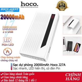Pin sạc dự phòng Hoco J27A đèn LED hiển thị, 2 cổng ra, tích điện 20000mAh - Chính hãng