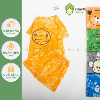 Đồ Bộ Bé Gái, Bé Trai Minky Mom Vải Thun Lạnh Động Vật Loang Màu 3D, Bộ Cộc Tay Mặc Nhà Cho Bé MKM2201