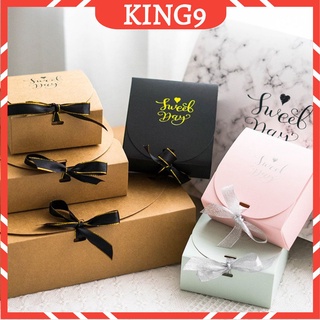 Hộp quà tặng hộp quà sinh nhật giấy kraft sweetday dạng gấp chắc chắn buộc nơ 5 màu siêu xinh phụ kiện quà tặng KING9