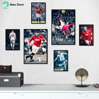 Tranh Bóng Đá Cầu Thủ Rooney của Manchester United, Bộ 6 Tranh, Có Khung