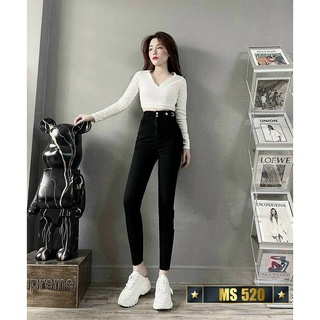 Quần Jean Nữ Mẫu Mới ❤️FREESHIP❤️ Quần Bò Cạp Cao phối lưng kiểu 3 Nút chất vải đẹp phong cách Hàn Quốc A-T Fashion M517