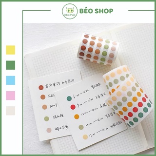 Cuộn miếng dán chấm tròn nhỏ Béo shop washi chấm nhỏ nhiều màu dùng trang trí sổ ghi chú, note việc cần làm tiện lợi