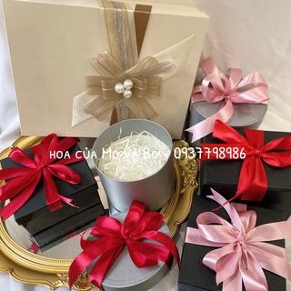 Hộp Hoa Lụa Đựng Quà Tặng Cao Cấp Merber (Mơ &amp; Bơ) - Thích Hợp Đựng Quà Tặng Các Dịp Velentine, Mùng 8 Tháng 3...