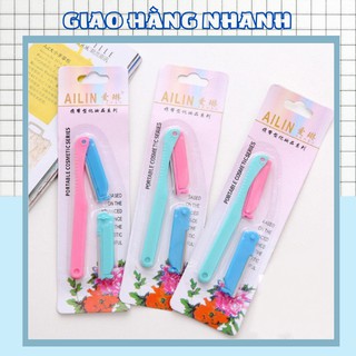 Dao cạo lông mày , Bộ Dao Cạo Tỉa Lông Mày 2 Lưỡi Ailin 1264 Shop Giao Hàng Nhanh 88