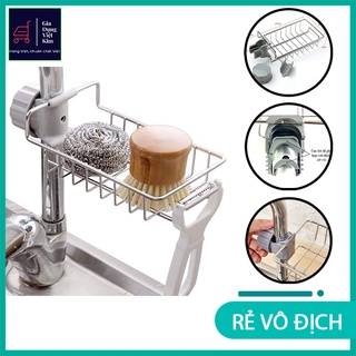 Giá Treo Vòi Rửa Bát, Đựng Đồ Rửa Bát, Giẻ Rửa Bát, Rửa Chén - Kệ Gắn Vòi INOX Để Đồ Giẻ Rửa Chén Bát