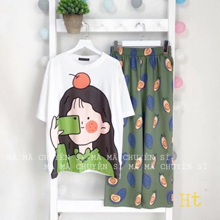 Sét cô bé áo xanh + quần bơ ngắn và dài