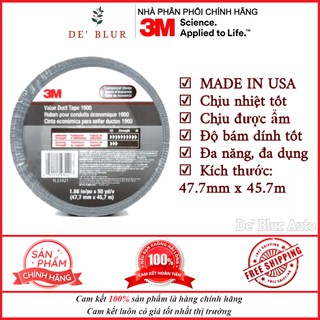 [MỸ] Băng Keo Vải Siêu Cường Đa Dụng 3M Value Duct Tape 1900 Sliver Chính Hãng - DeBlur