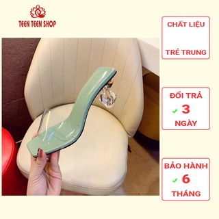 (Mới-Sale) Giày nữ gót 7p quai ngang silicon trong suốt, gót pha lê cực nổi bật, Teen Teen Shop.