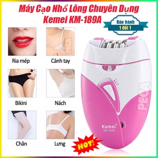 Máy tẩy, cạo lông Kemei KM-189A tẩy và nhổ lông toàn thân, dùng pin sạc chuyên nghiệp - hàng chính hãng