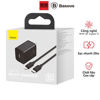 Bộ sạc nhanh, nhỏ gọn Baseus Super Si Quick Charger 20W (Type C, 20W/18W, PD/ QC3.0 Quick charger) -Bh 12 tháng