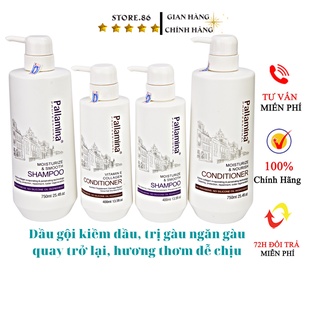 Dầu Gội kiềm dầu sạch gàu phục hồi, mềm mượt chống gẫy rụng tóc cặp dầu gội pallamina keratin 400ml – 750ml chính hãng