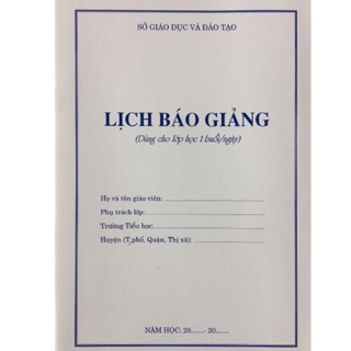 Lịch bao giảng tiểu học ( Dùng cho học sinh học 1 buổi/ngày)