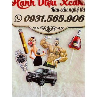 Set Cắm Xe Hơi Cô Gái Lực Sĩ Phụ Kiện Trang Trí Bánh