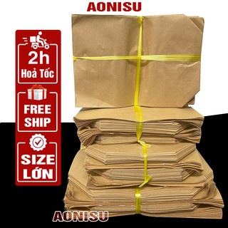 100 Túi Đóng Hàng Giấy Kraff LOẠI DẦY SIÊU BỀN SIZE LỚN- Túi Giấy Gói Hàng - Bao Bì AONISU