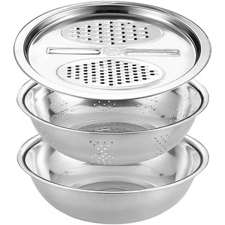 Bộ 3 rổ kèm nạo inox không gỉ đa chức năng - tiện ích nhà bếp