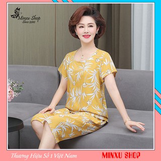 Bộ Trung Niên Mặc Nhà, Bộ Ngủ Vải Lanh Mát Lịm, Dáng Áo Ngắn Tay Quần Lửng Sang Trong Lịch Sự Minxu Shop (Mã G)