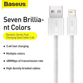 Cáp sạc nhanh Baseus Dynamic Series USB to Lightning 2.4A cho iPhone/iPad, data 480Mbps, dây bọc dù chống đứt, dài 1m/2m