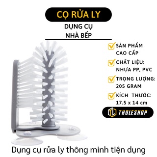 Cọ Rửa Ly - Bàn Chải 2 Mặt Chà Rửa Ly, Cốc, Bình Sữa Trong Ngoài Đế Hít Chân Không 7719