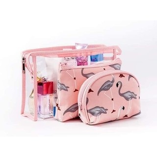 Set 3 túi đựng mỹ phẩm và dụng cụ cá nhân hồng hạc