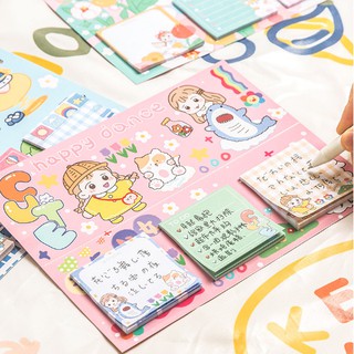 Set 3 tập giấy note vuông hoạt hình màu sắc DTOnline