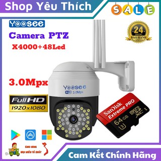 Camera Ngoài Trời ⭐FREE SHIP⭐ Camera Wifi Yoosee PTZ X4000 3.0 Mpx 48 LED - Xoay 360° - Đàm Thoại 2 Chiều