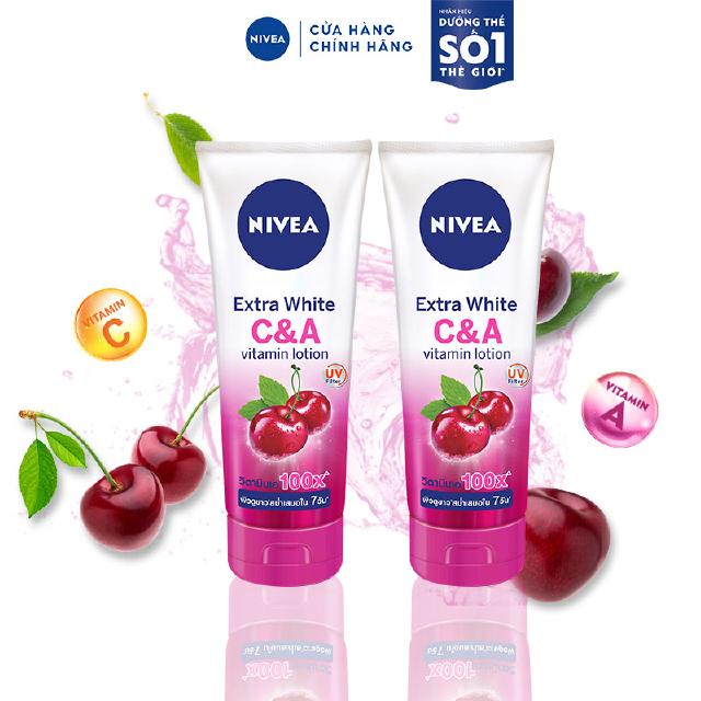 Bộ đôi Sữa dưỡng thể dưỡng trắng Nivea Extra White C&amp;A Vitamin Lotion 180ml/chai 80372