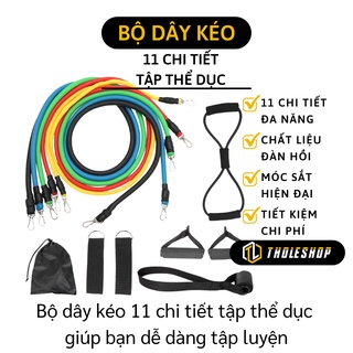 Dây Tập Thể Dục - Bộ 11 Món Dây Ngũ Sắc Tập Gym Đa Năng FullBody - Dây Kháng Lực 6031