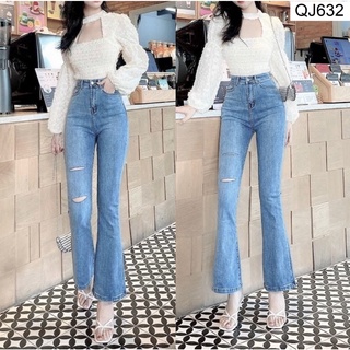 Quần jean ống loe rách gối QJ632
