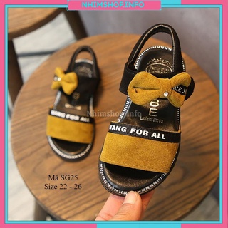 Dép sandal cho bé gái 1 - 3 tuổi quai hậu màu vàng gắn nơ xinhh xắn phong cách Hàn Quốc SG25